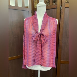 Paper Crane High Low‎ Sheer Tie Front blouse Women’s L